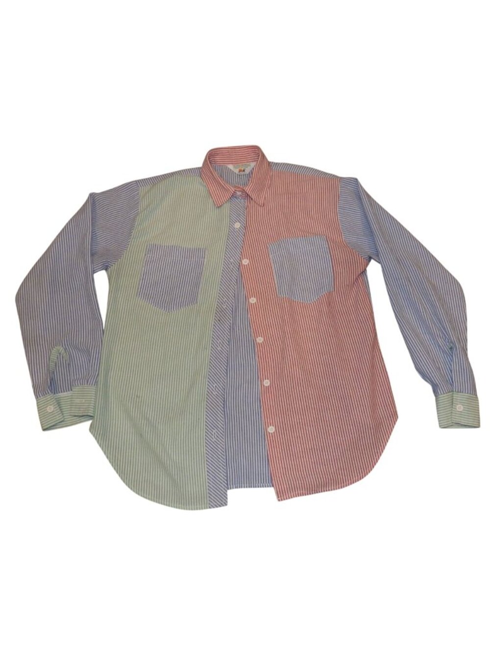 Vintage Andrew McMullan Button Up Colorblock Pastel Seersucker Shirt Women's